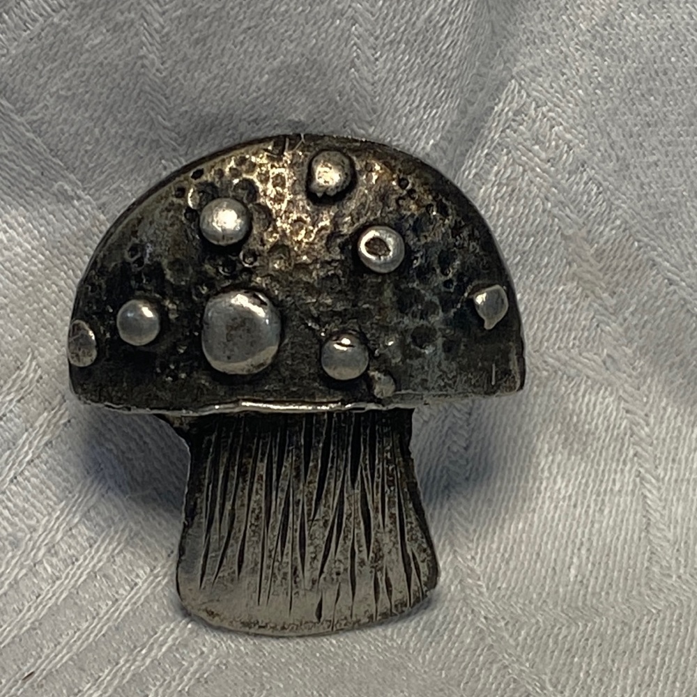 Vintage Metzke Pewter Mushroom Brooch